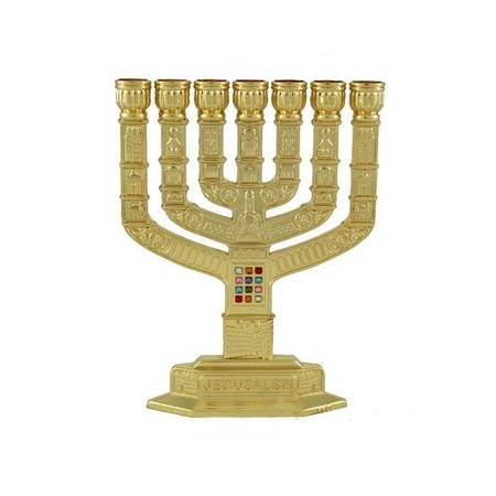 Menorá  Knesset doze tribos - Dourada