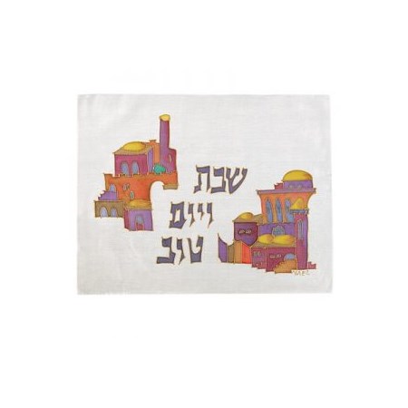 Cobertura para chalá de seda pintado Jerusalém (EMANUEL)